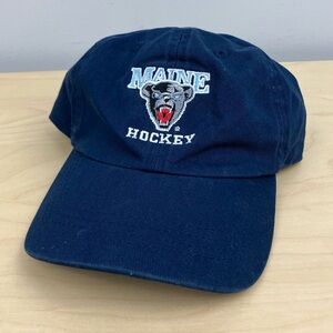 University Of Maine Black Bears Hockey Strapback Hat Kids Navy Blue Embroidered